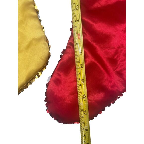 Lot of 2 Vintage DAN DEE Sequined Glittery Ornate Christmas Hanging Stockings - Picture 5 of 11